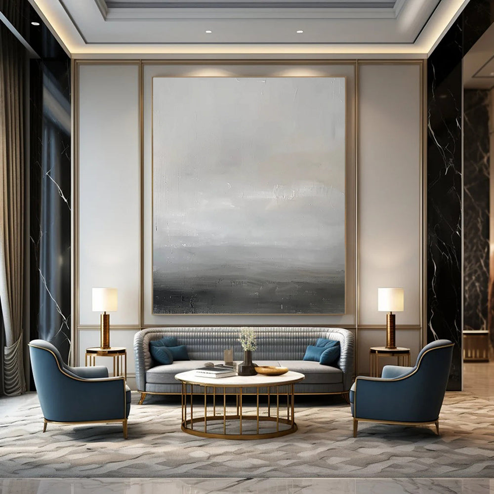 Minimalist Gray Abstract Painting for Zen - Inspired Offices HENG064