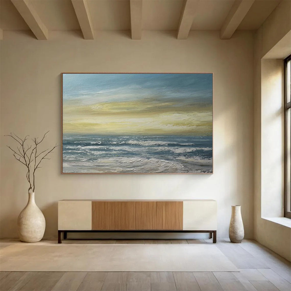 Sunset Sea Abstract Vibrant Landscape Painting for Art - Filled Homes YHT032