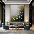 Daisies and Bees Charming Floral Abstract Painting GAB0336
