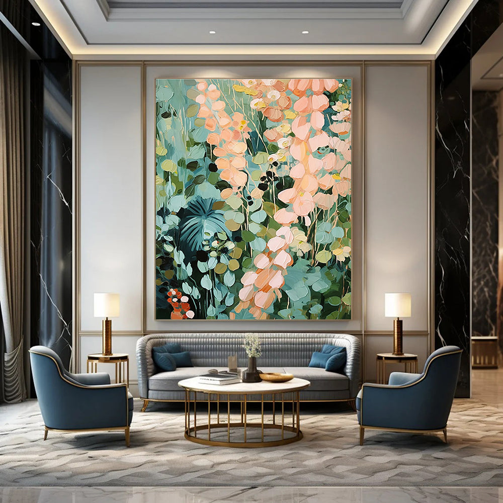 Soft Floral Field Abstract Painting for Relaxing Sunrooms HENG428