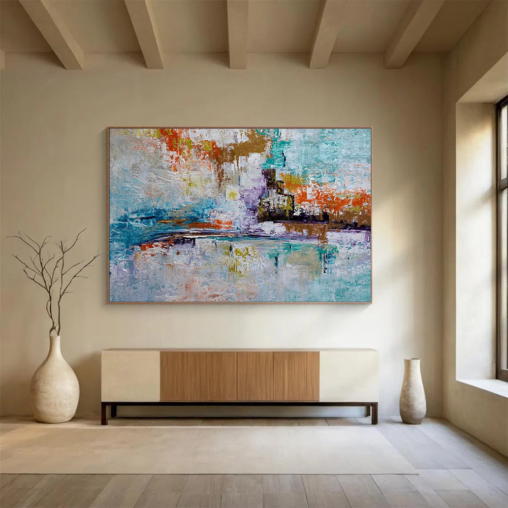 Colorful Abstract Cityscape Painting for Urban Art Galleries YHT368