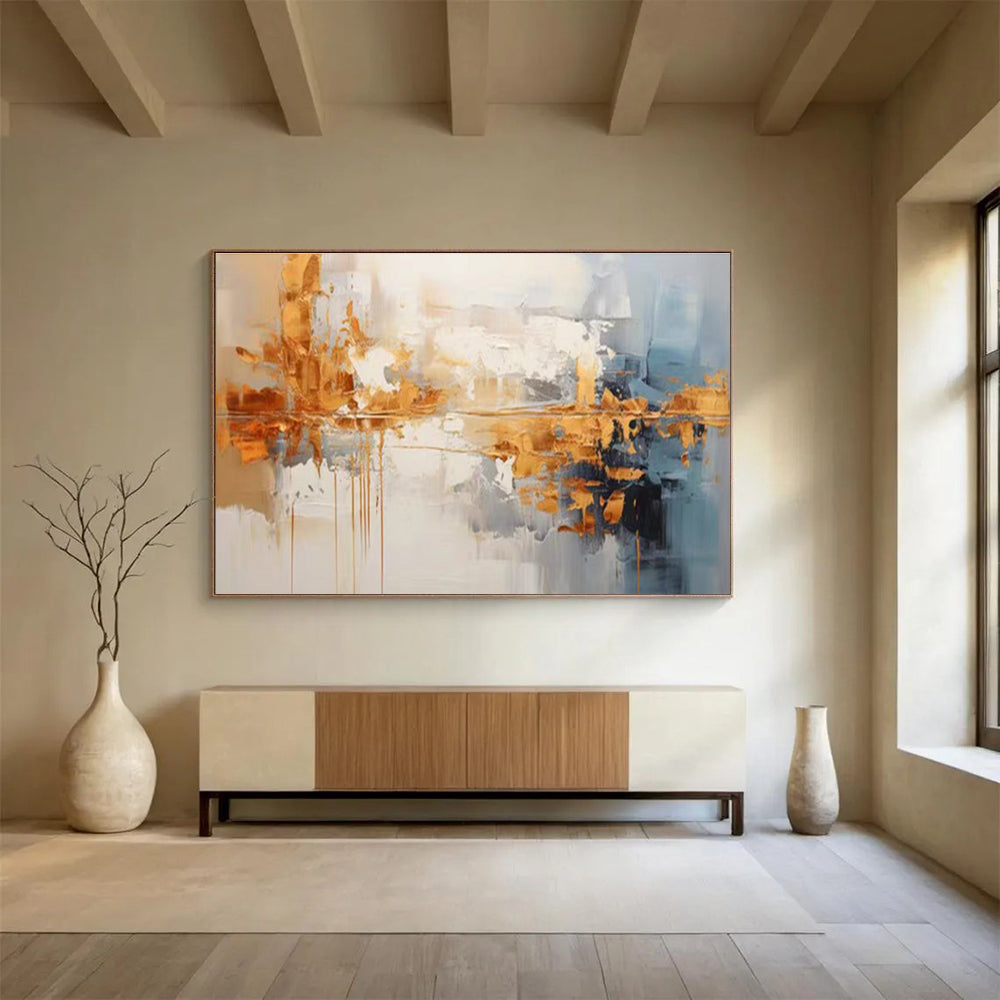 Gold Accent Abstract Painting for Luxury Dining Rooms YHT183