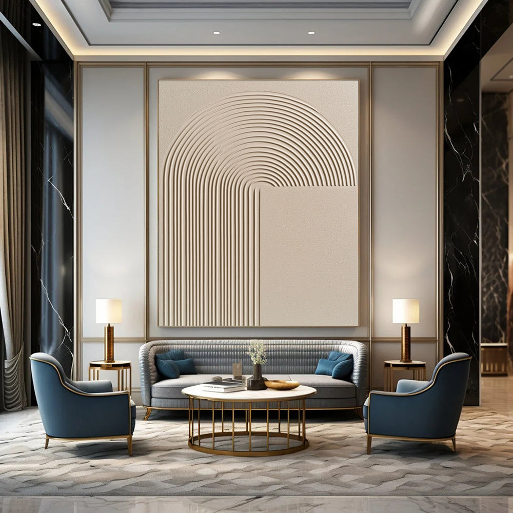 Curved Lines Relief Textured Abstract Painting for Contemporary Interiors GAB1501