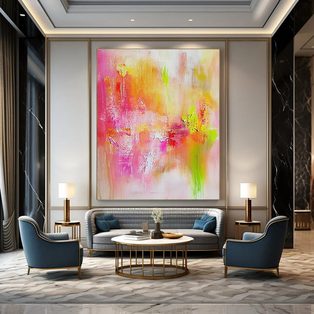 Pink and Green Abstract Painting for Feminine - Inspired Beauty Salons GAB0933