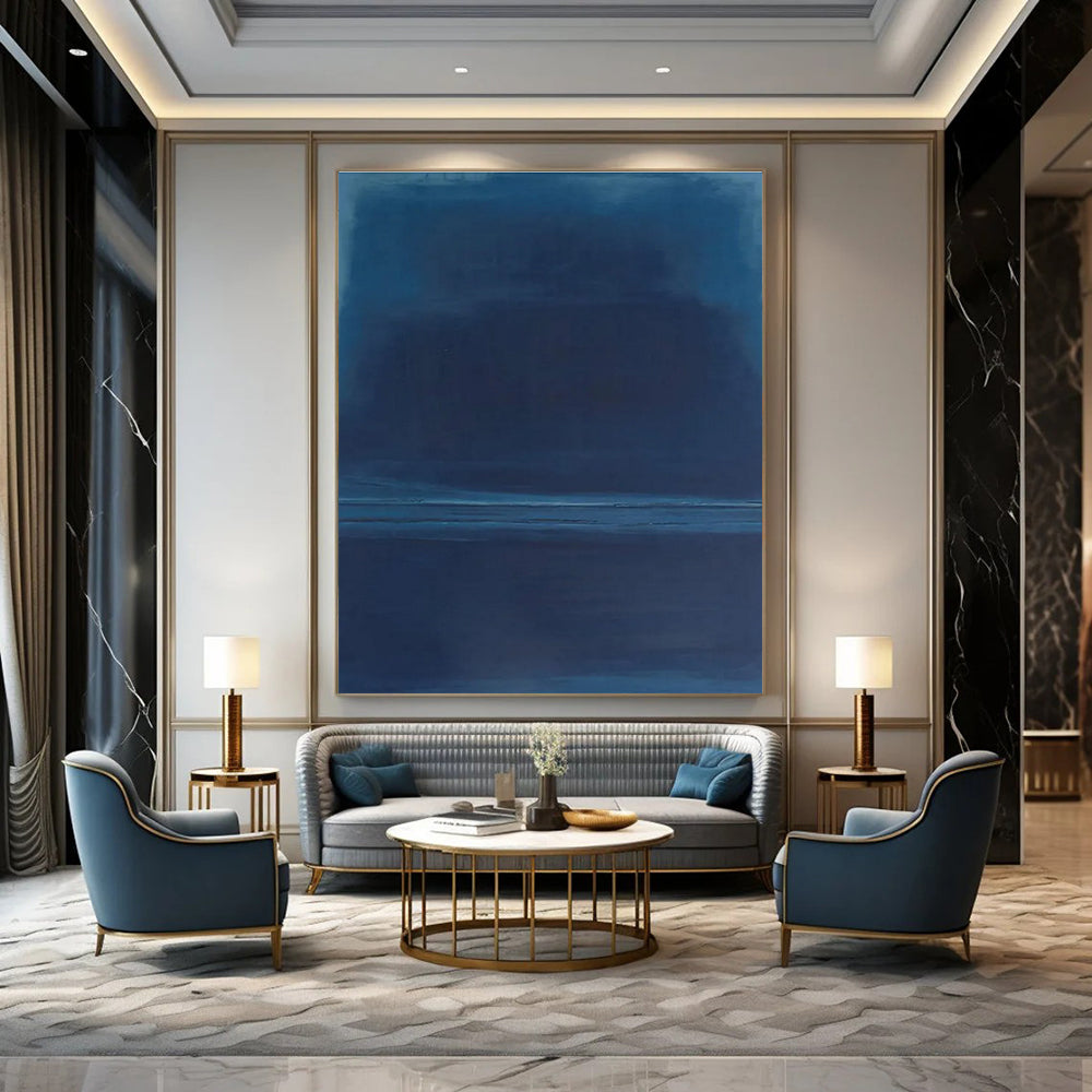 Deep Blue Gradient Abstract Painting for Nautical - Inspired Studies HENG474
