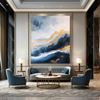 Blue and Gold Mountain Abstract - Luxurious Landscape Abstract Art GAB0458