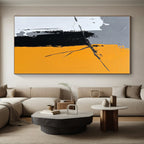Gray Black and Orange Abstract Painting with Dynamic Lines WINK831