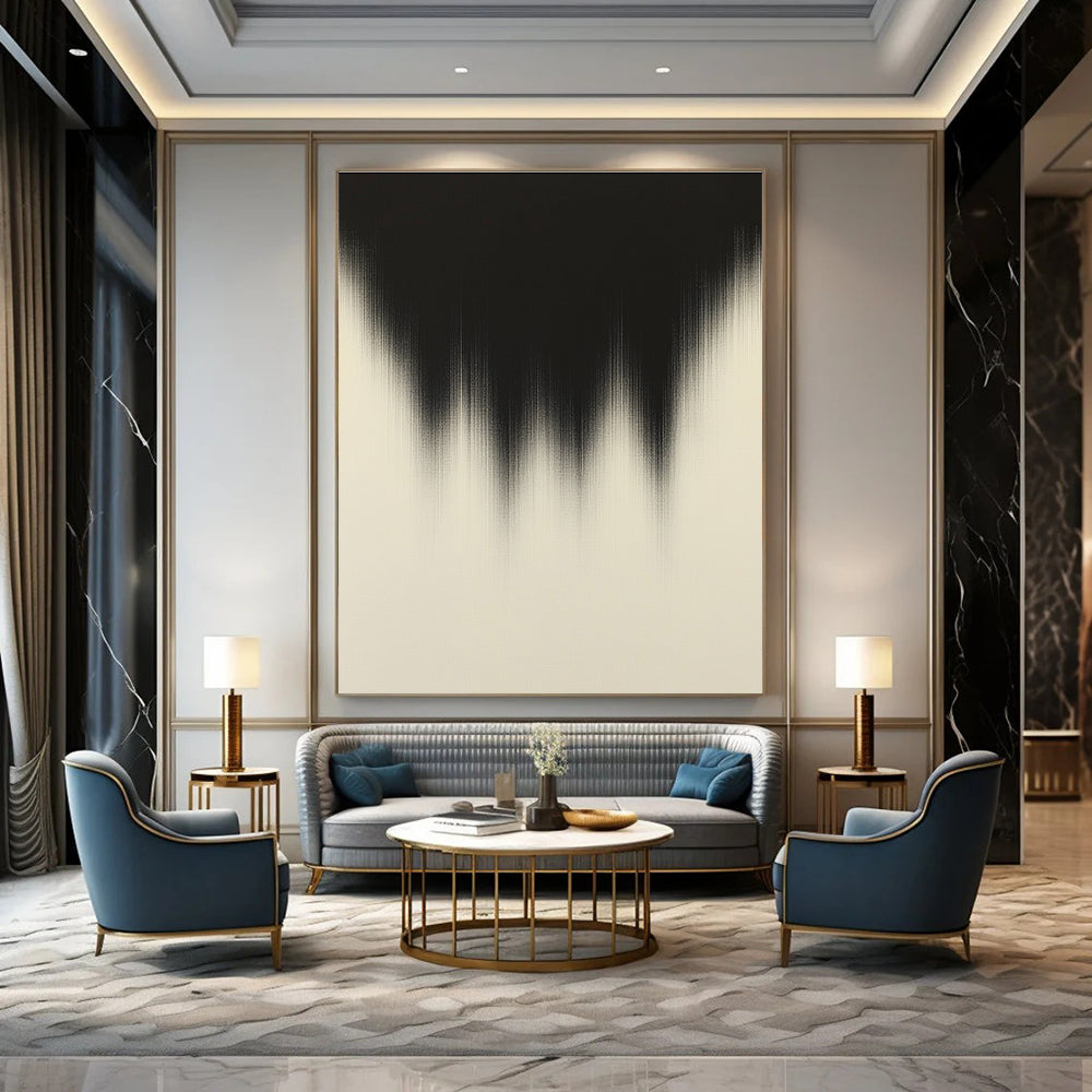 Black and White Gradient Shape Abstract Painting for Modern Art Gallery Installations GAB1368