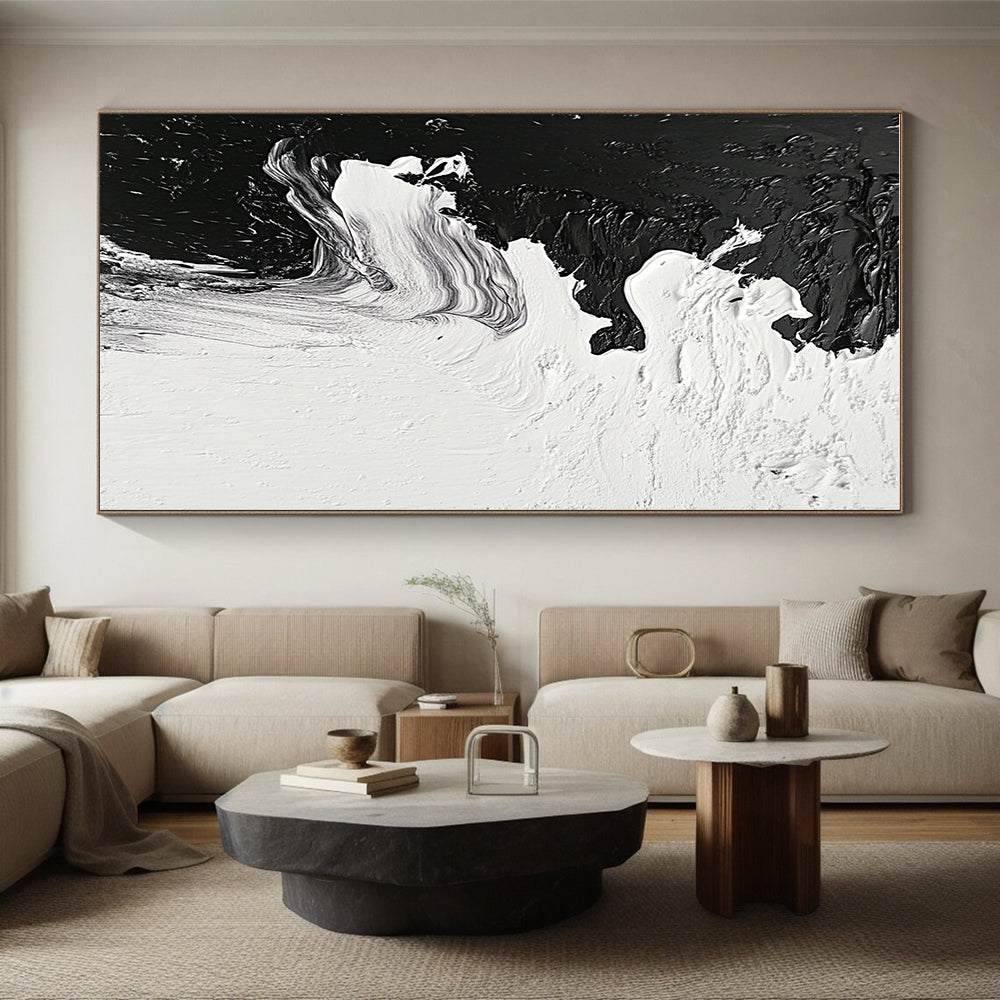 Black - White Abstract Flow Painting with Dynamic Textures WINK350