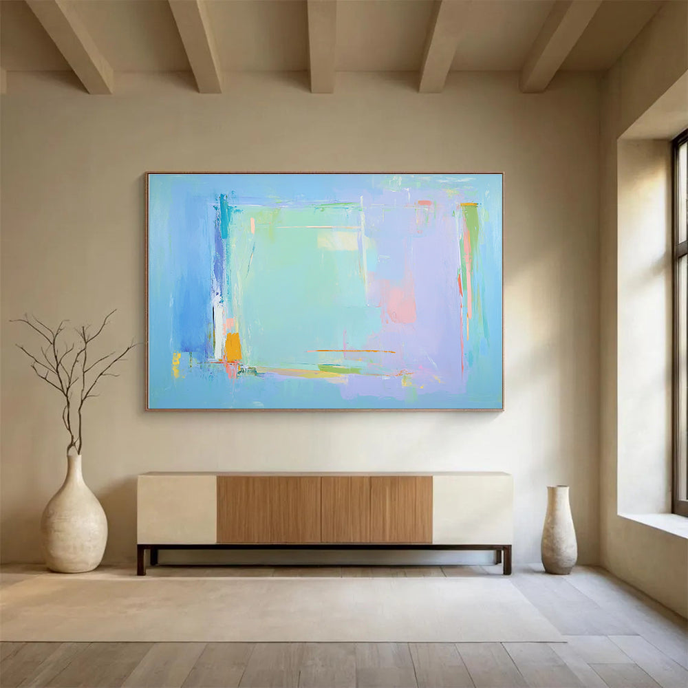 Pastel Color Field Abstract Painting with Soft Blended Hues ABS535