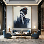 Contemplative Woman Moody Abstract Painting for Intimate Spaces GAB1429