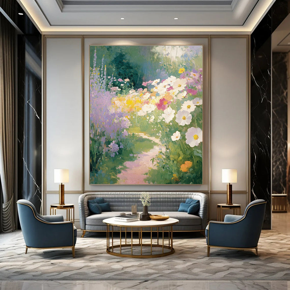 Flower - Filled Garden Path - Romantic Impressionist Art GAB0388