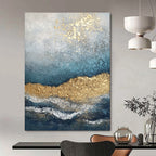 Coastal Gold Abstract Painting for Nautical - Themed Living Rooms GAB1253