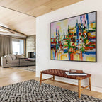 Colorful Cityscape Abstract Painting for Urban Loft Apartments YHT285