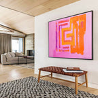 Bold Pink - Orange Geometric Maze Graphic Intrigue Painting ABS130