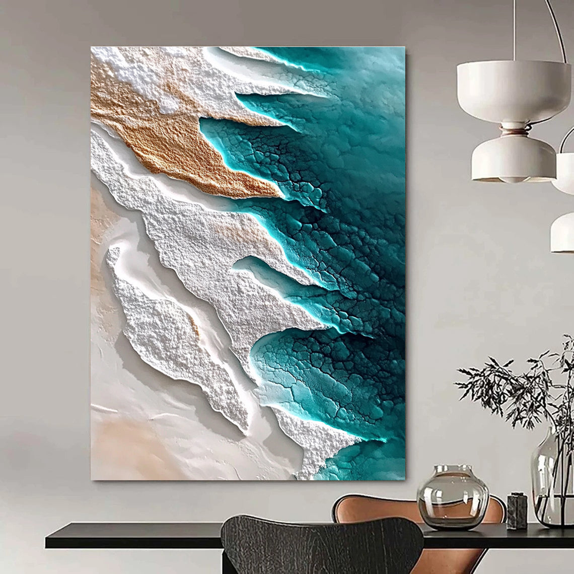 Aerial Blue and White Textures Abstract Painting of Natural Patterns GAB0151