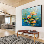 Water Lilies Colorful Abstract Painting for Tranquil Spaces YHT087