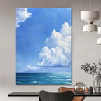 Sky and Sea Landscape Abstract Painting with Soft Clouds GAB0042