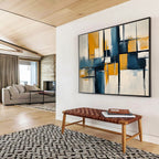 Blue, Yellow, and Black Abstract Painting ABS588