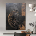 Black and Gold Textured Abstract Painting for Luxury Hotel Lobbies HENG476