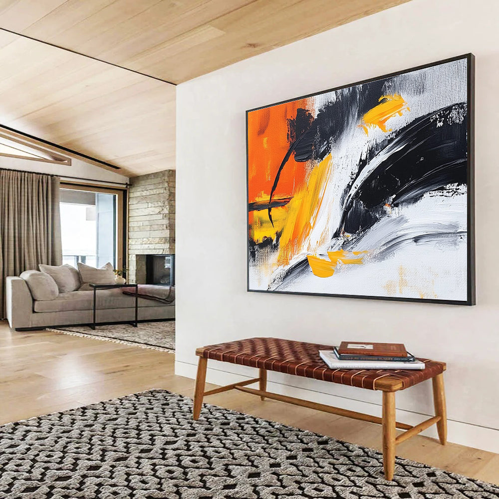 Orange and Black Dynamic Abstract Painting ABS301