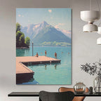 Lakeside Leisure Abstract Painting for Resort - Style Hotel Lobbies GAB1294