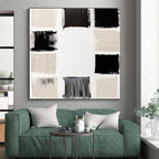 Beige and Black Blocks Abstract Painting with Subtle Contrast WINK112