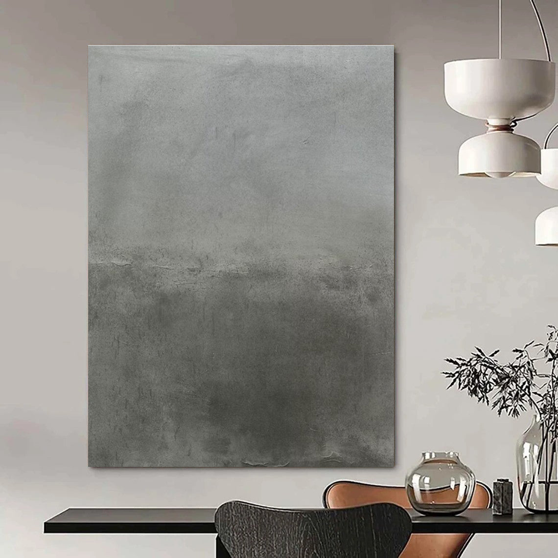 Gray Textured Abstract Painting for Industrial - Style Interiors HENG520