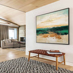 Sea and Sky Abstract Painting with Subtle Gold Accents ABS265