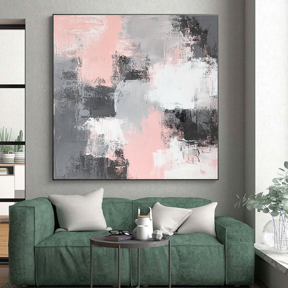 Pink and Gray Abstract Painting with Gentle Contrast WINK317
