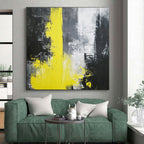 Yellow Black Gray Abstract Painting with Intense Drama WINK506