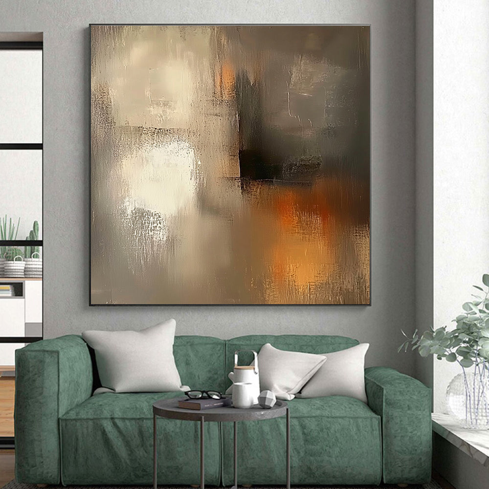Gray - Orange Abstract Painting with Muted Drama WINK531