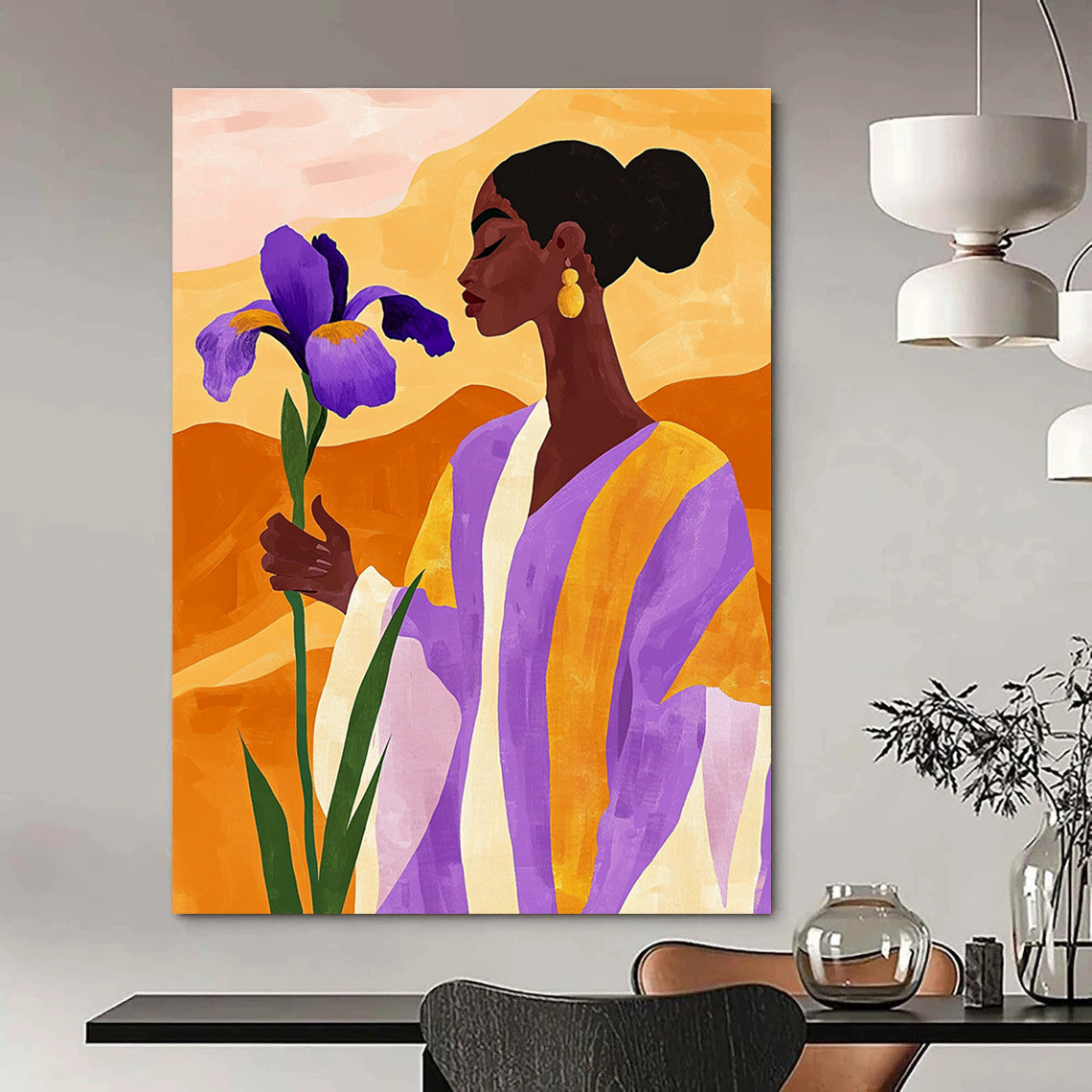 Woman with Iris Abstract Painting for Bohemian - Styled Bedrooms GAB1022