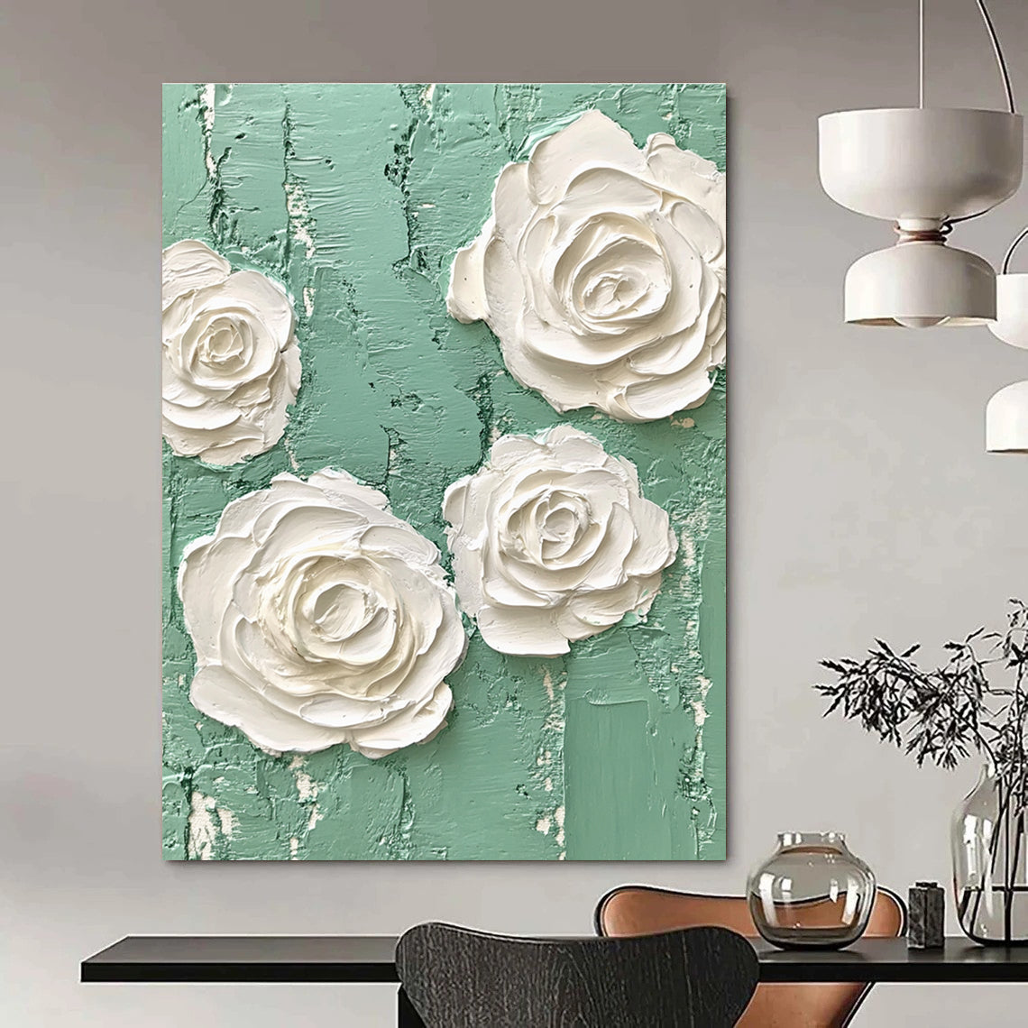 Textured Floral Art Abstract Painting for Romantic Interiors GAB1395
