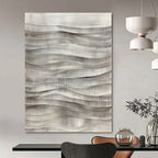 Grey Wavy Lines Textured Abstract Painting for Minimalist Spaces GAB1480