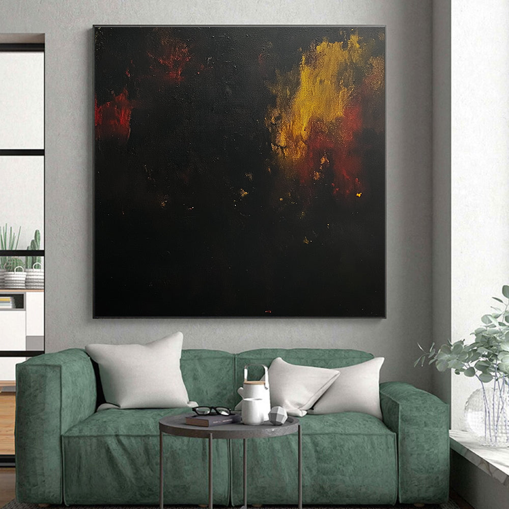 Dark Abstract Flames Painting with Mysterious Intensity WINK438
