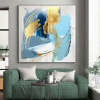Blue Gold Abstract Elegance Painting with Luxe Touches WINK713
