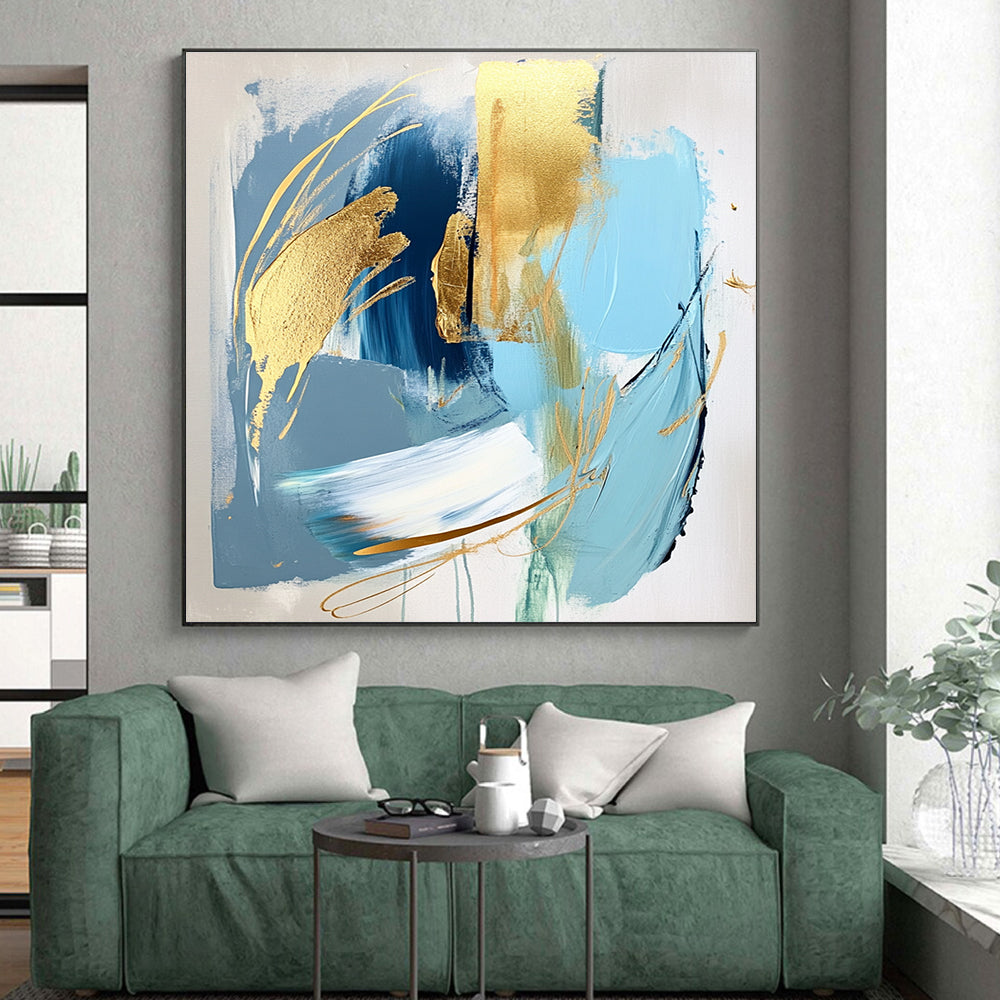 Blue Gold Abstract Elegance Painting with Luxe Touches WINK713