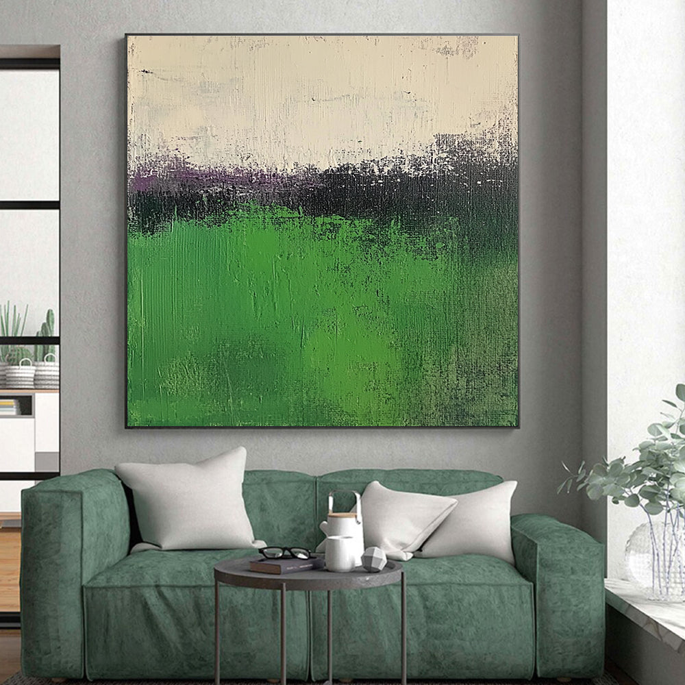 Green Purple Abstract Painting with Nature - Inspired Hues WINK568