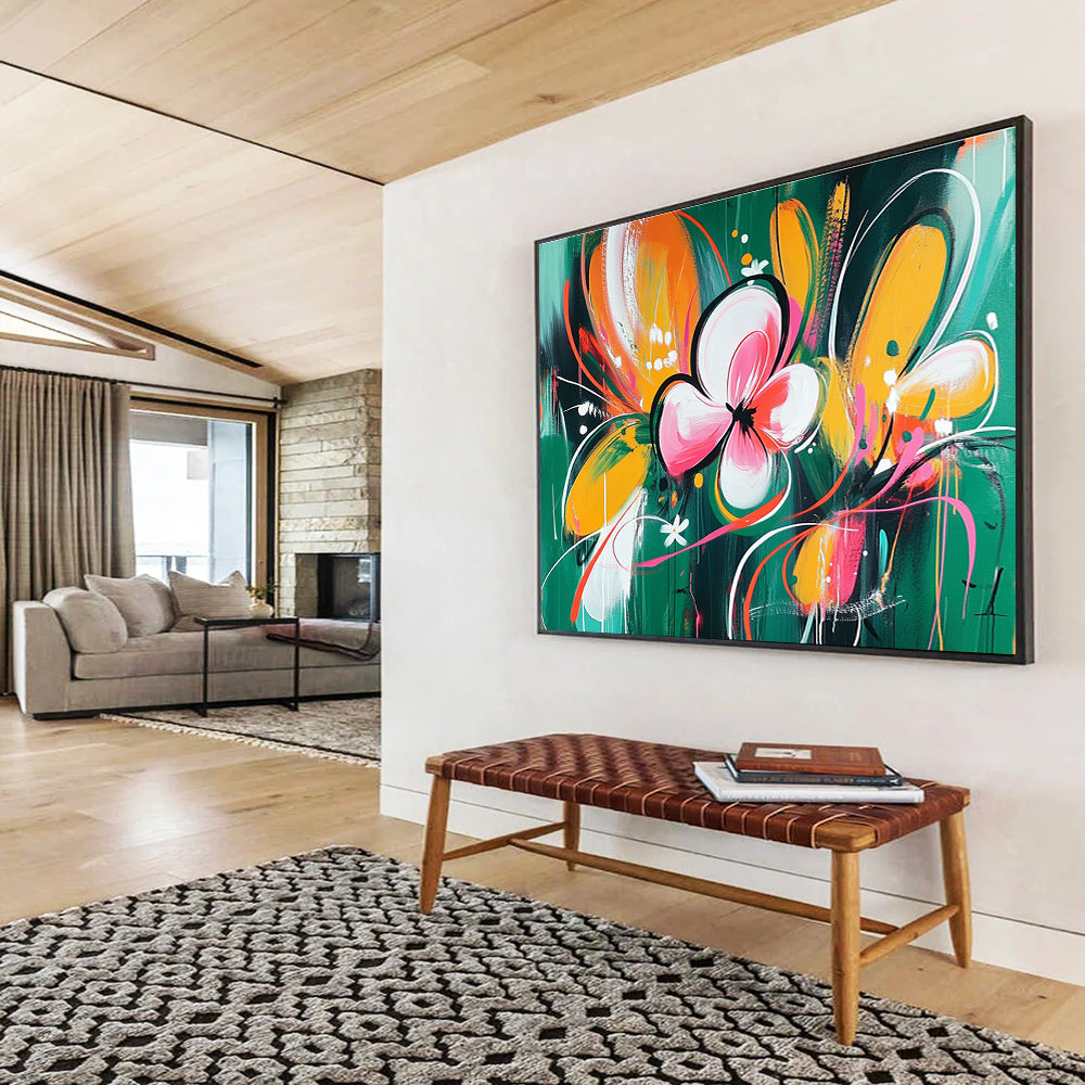 Colorful Floral Abstract with Vibrant Colors and Curves Abstract Painting ABS366