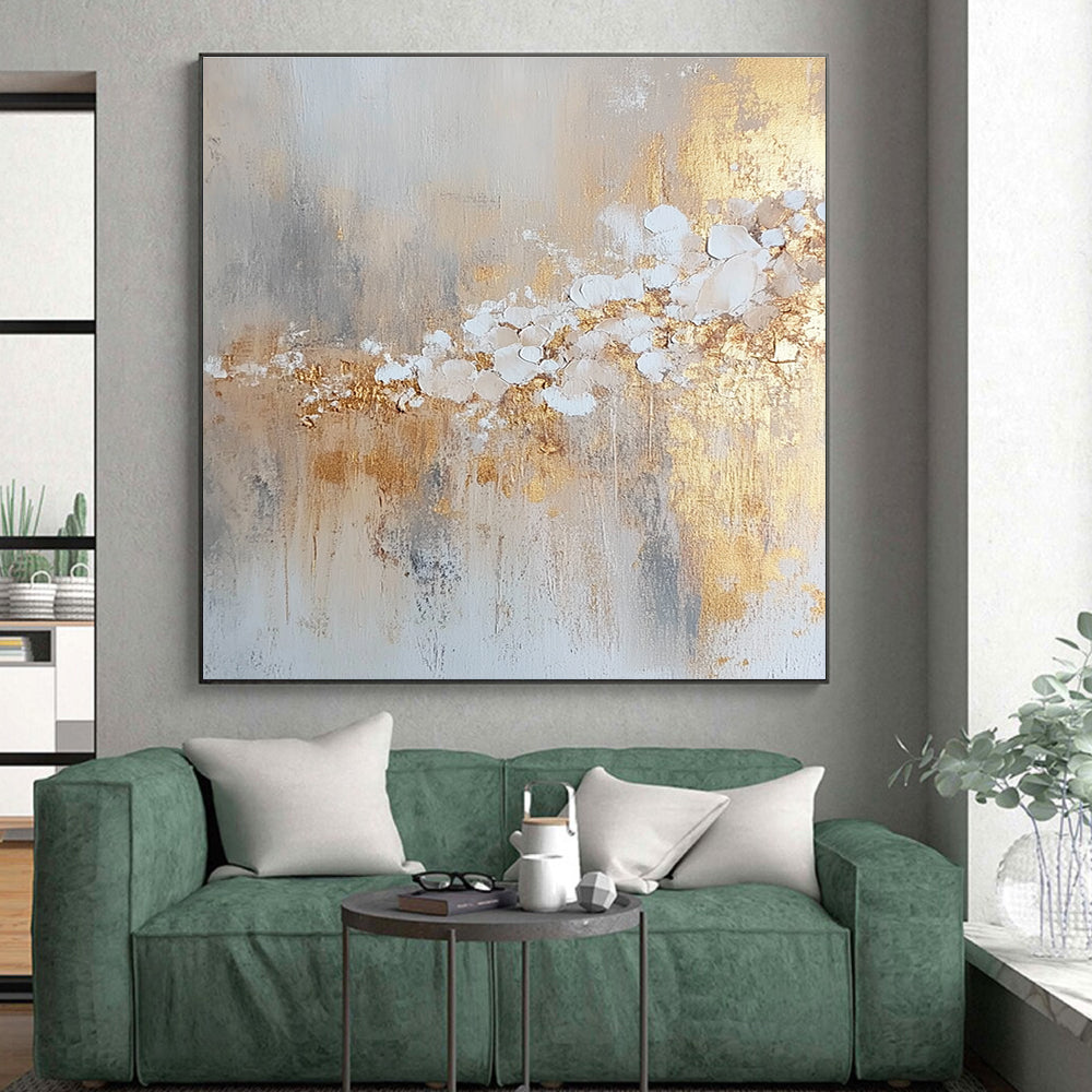 Gold Beige Abstract Painting with Subtle Opulence WINK738