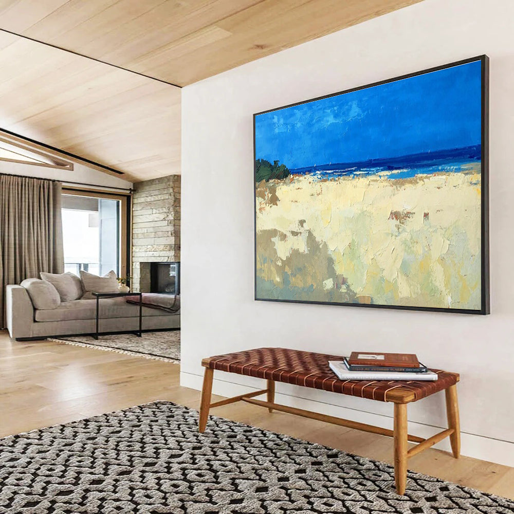 Minimalist Beach Abstract Painting for Modern Beachfront Offices YHT427