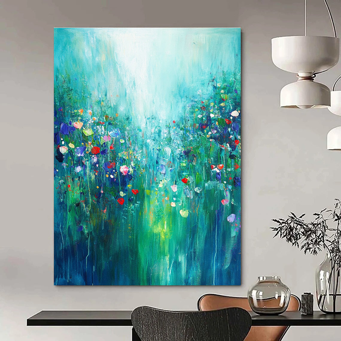 Wildflower Meadow Abstract Painting for Cheerful Dining GAB0746