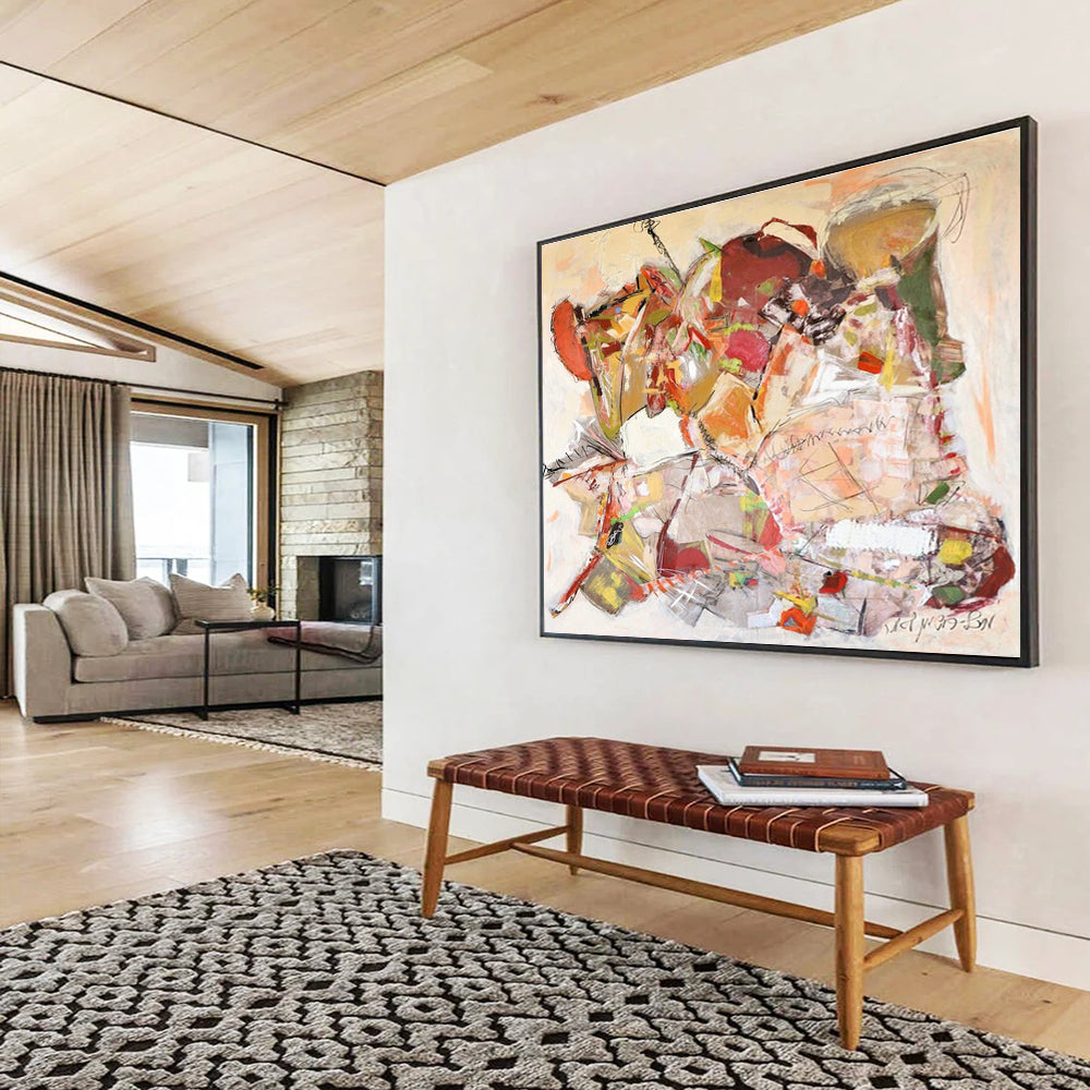 Soft - Hued Abstract Composition Painting for Serene Bedroom Retreats YHT241