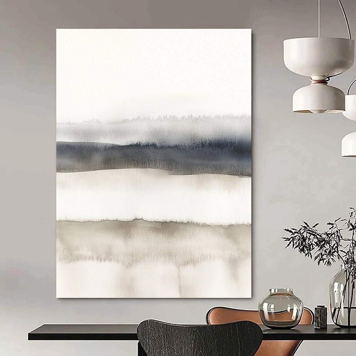 Gray - Toned Watercolor Layers Abstract Painting for Minimalist Living Rooms GAB0980