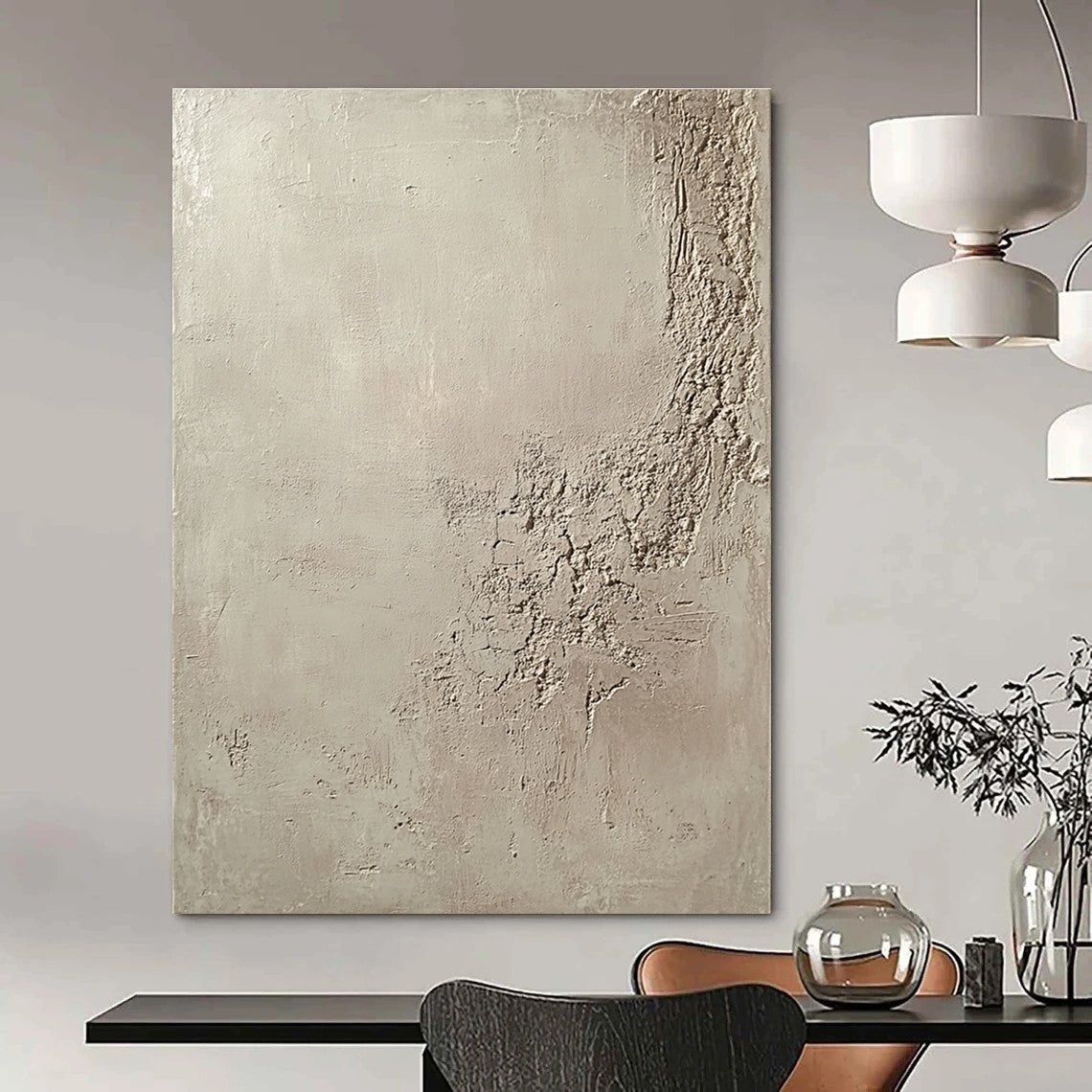Textured Beige Canvas Minimalist Abstract Painting GAB0355