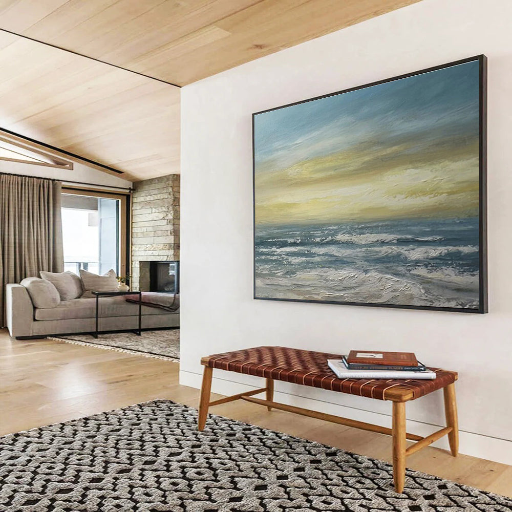 Sunset Sea Abstract Vibrant Landscape Painting for Art - Filled Homes YHT032