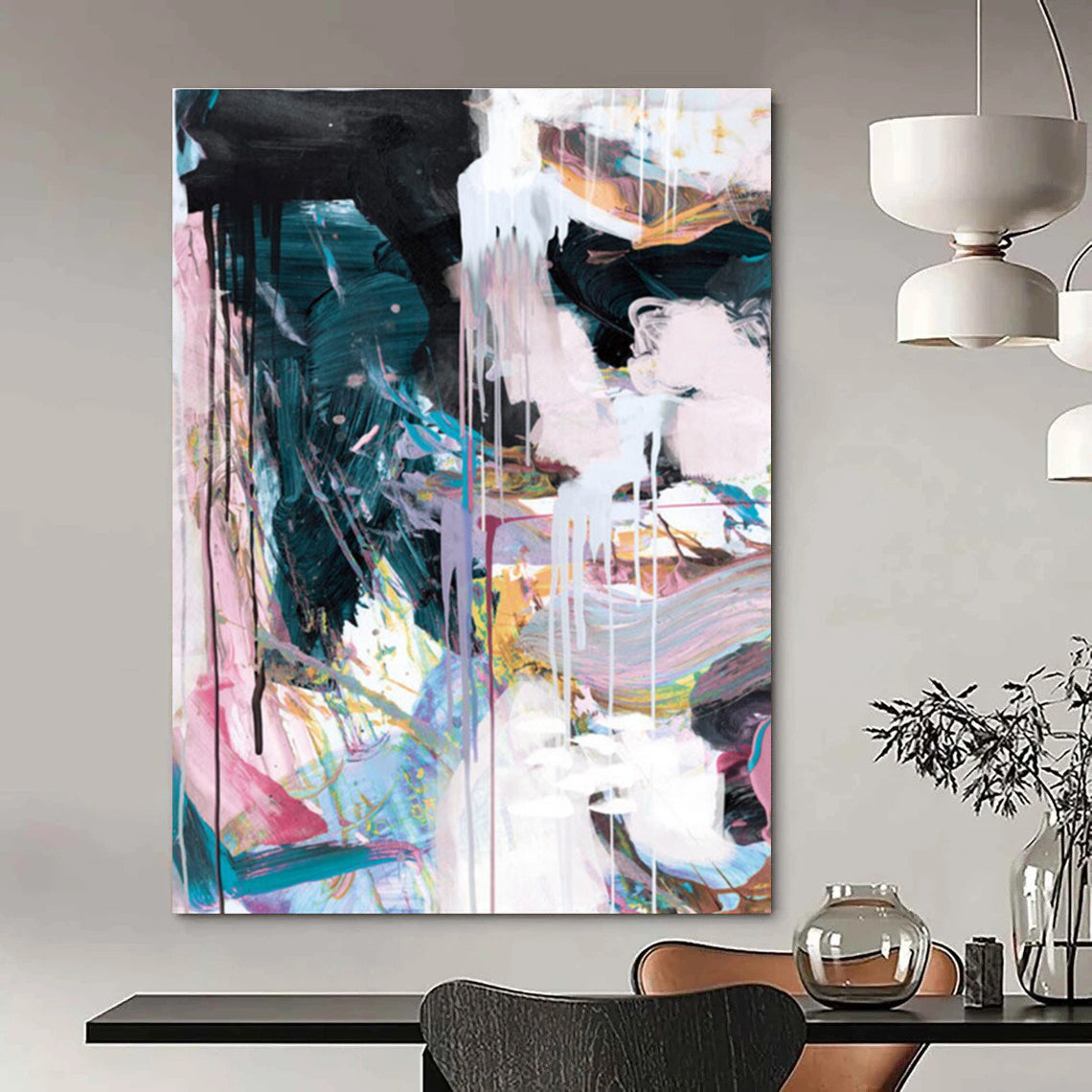 Colorful Dripping Abstract Painting for Creative Art Studios HENG191