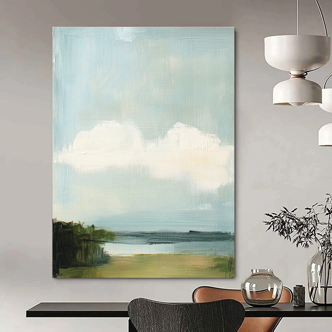 Serene Sky and Sea Abstract Painting for Coastal Home Decor GAB1290
