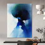 Blue Ink Abstract Form - Fluid Minimalist Abstract Art GAB0467